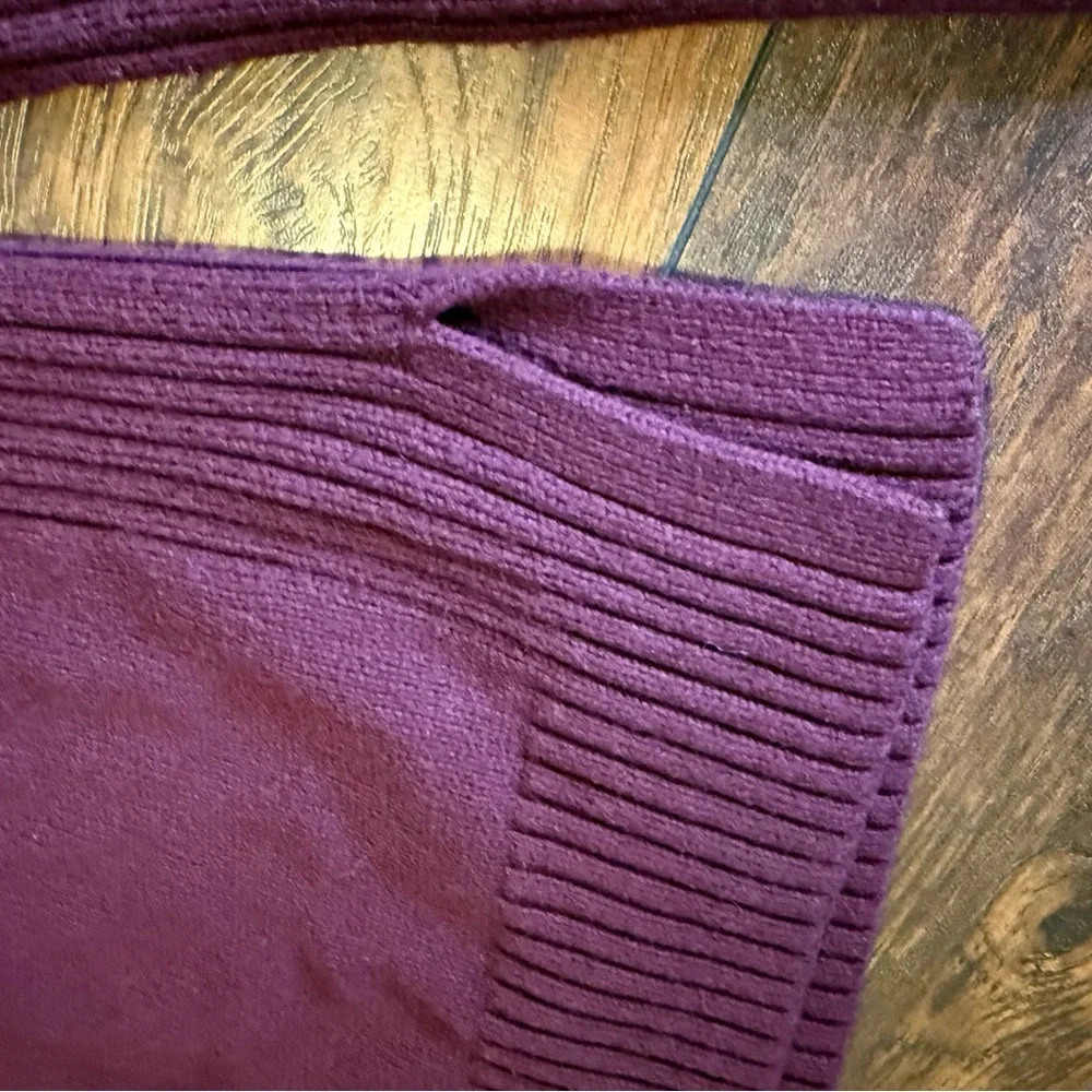 Talbots SP Merino Wool Blend Ribbed Mock Neck Sweater Burgundy Wine Minimalist